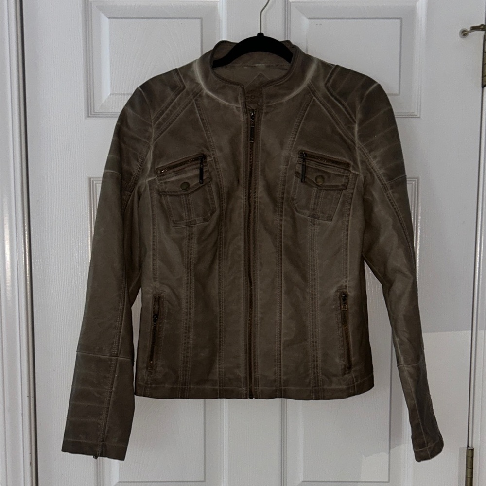 Women's Tan Jacket Jou Jou size XL Faux Leather